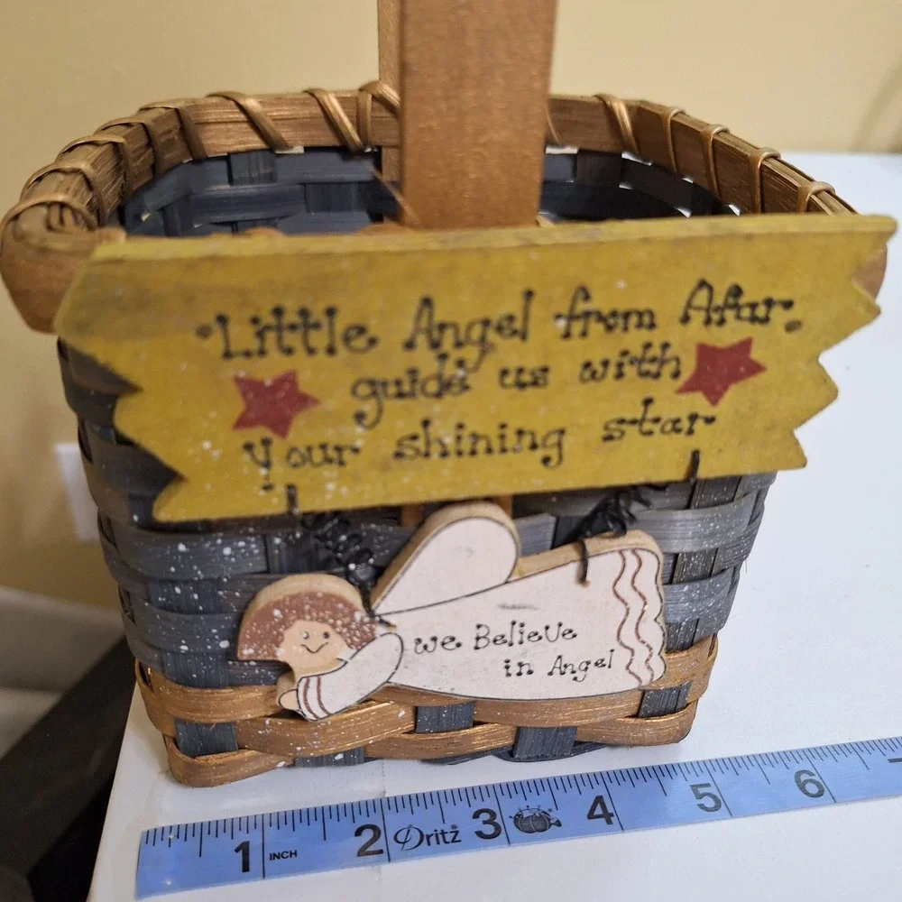 2 Vintage Woven‎ Gift Basket Angel Decor Handmade Grandmacore Gather